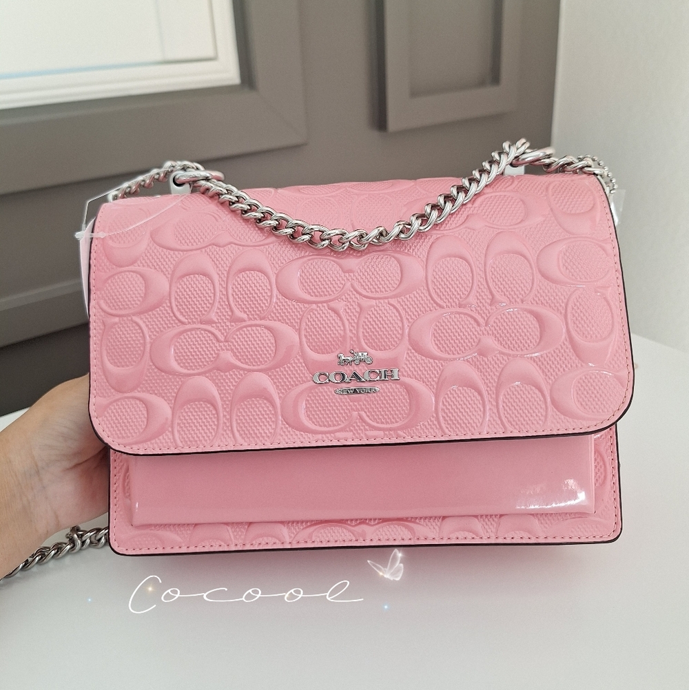 NWT Coach Klare Crossbody Bag In Signature Leather CDA97 Silver/pink